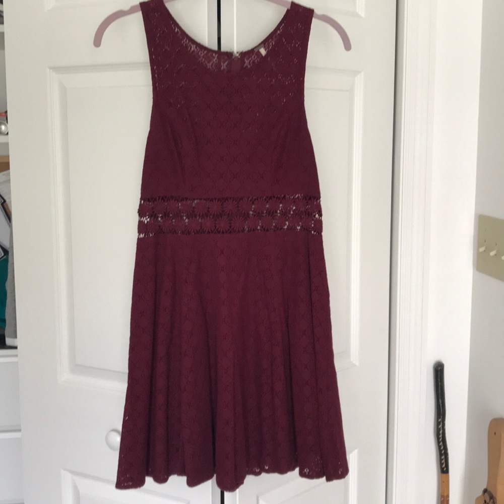 Maroon lace free people dress